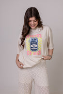 Camiseta Oversized "FISHER" Bege