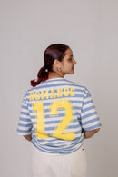 Camiseta Oversized "ROMANOS" Listra Azul