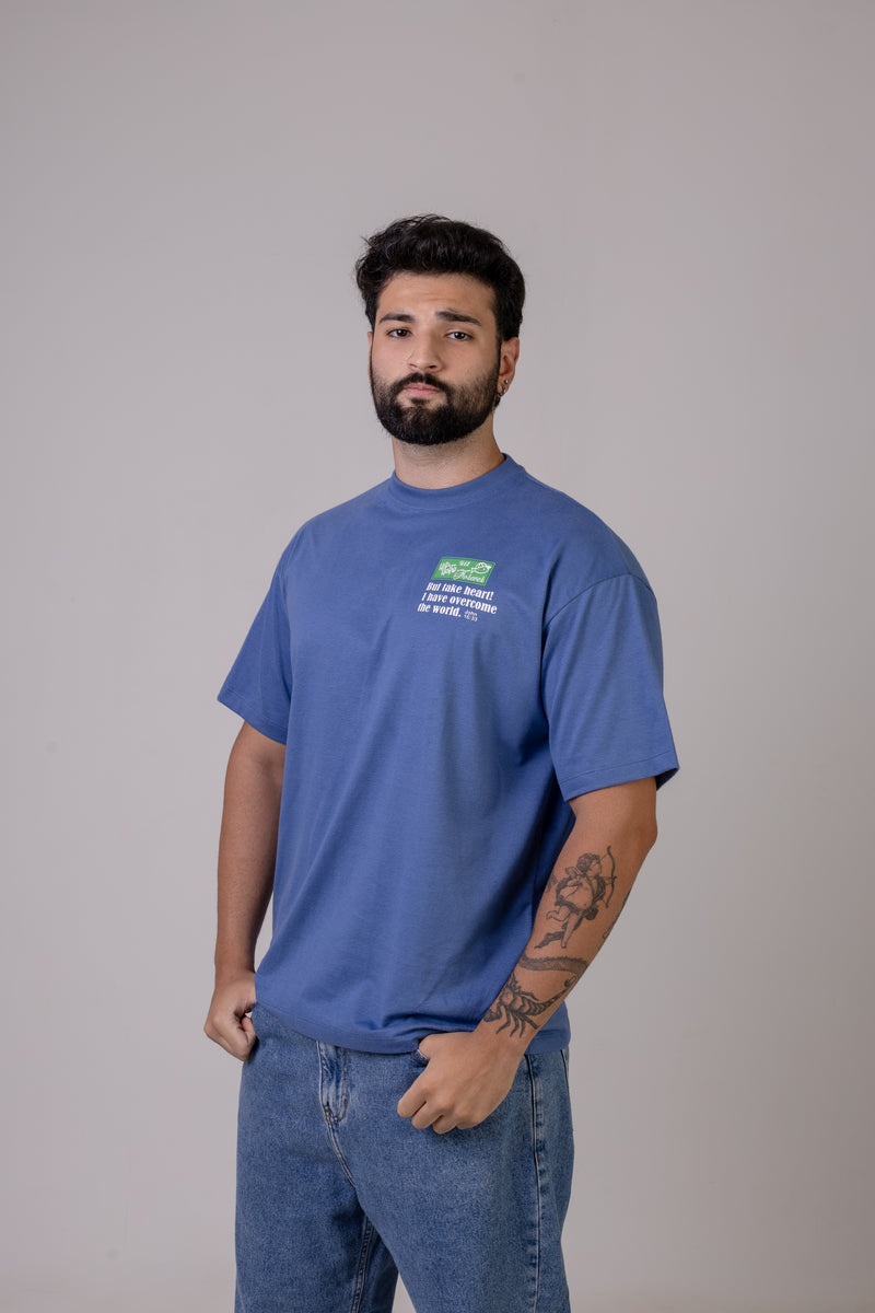 Camiseta Oversized "JESUS WON" Azul