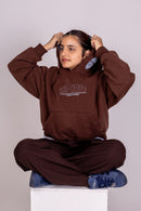 Moletom Cropped Oversized "HIP HOPE" Marrom