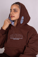 Moletom Cropped Oversized "HIP HOPE" Marrom