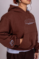 Moletom Cropped Oversized "HIP HOPE" Marrom