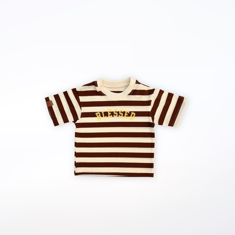 Camiseta Oversized Infantil BLESSED MARROM