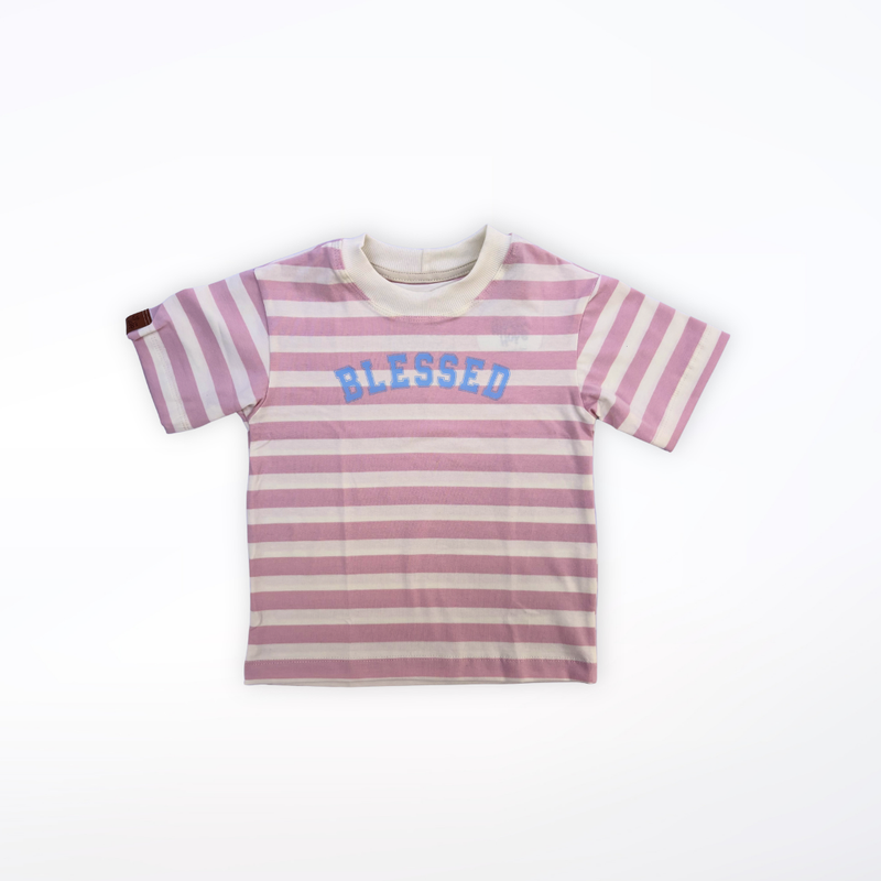Camiseta Oversized Infantil BLESSED ROSA