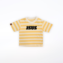 Camiseta Oversized Infantil JSUS AMARELA LISTRADA