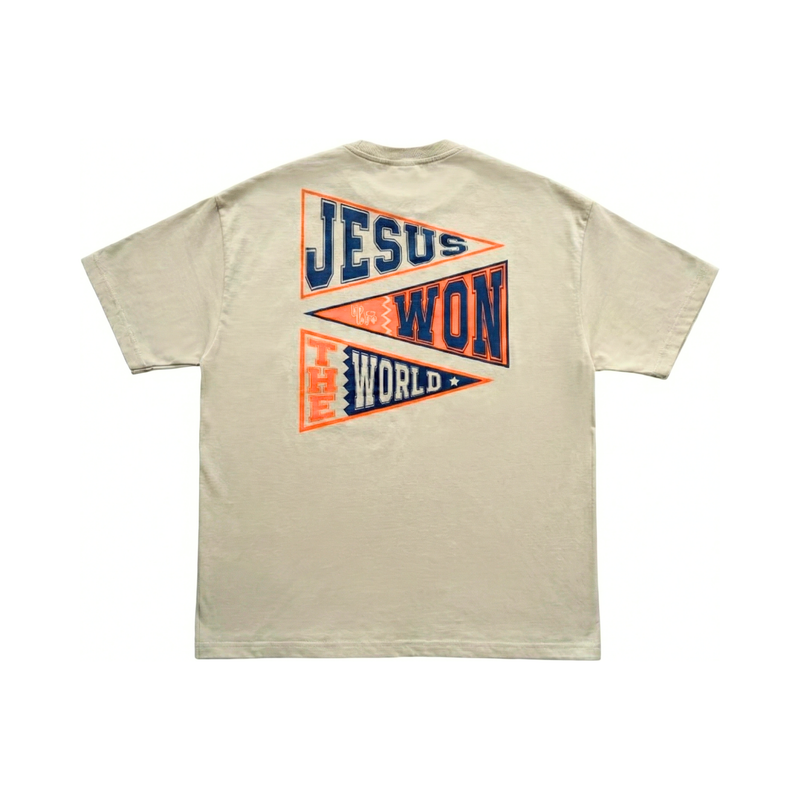 Camiseta Oversized "JESUS WON" Bege