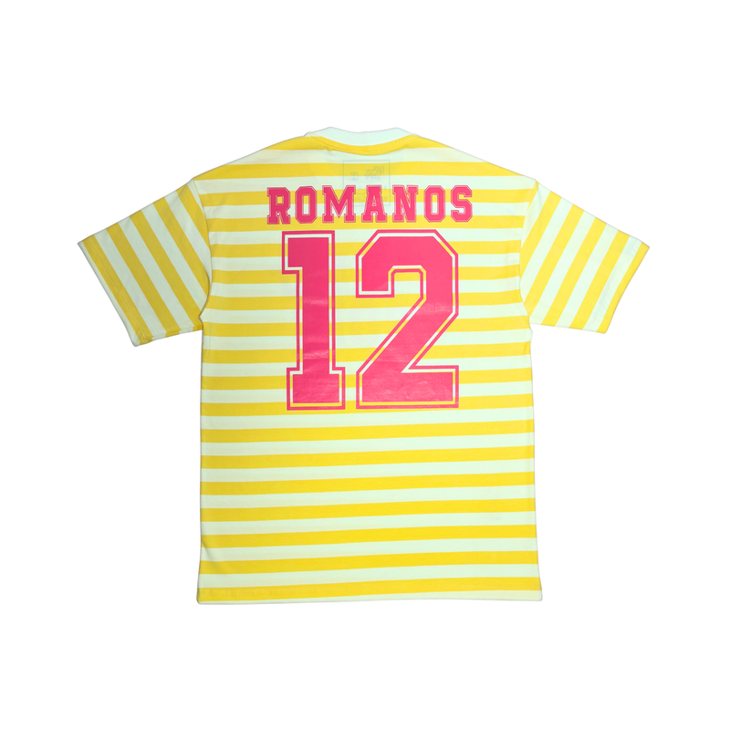 Camiseta Oversized "ROMANOS" Listra Amarela